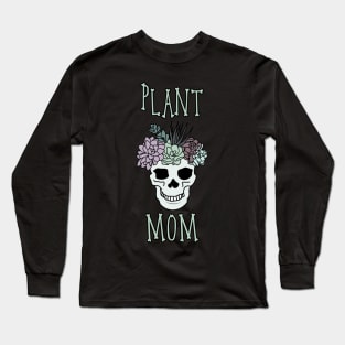 Plant Mom Aesthetic Succulent Skull Plant Lover Head Long Sleeve T-Shirt